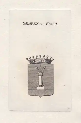 Grafen von Pocci - Pocci Deutschland Germany Wappen coat of arms Genealogie Kupferstich copper engraving antiq