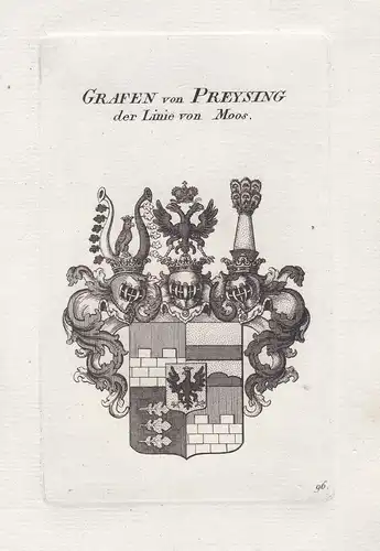 Grafen von Preysing, der Linie von Moos - Preysing Moos Bayern Bavaria Wappen coat of arms Genealogie Kupferst