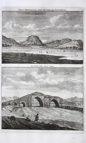 Trois montagnes avec ruines des forteresses. / Le Pont Pol-Zjae-Sade. - Montagnes Pont Pol-Zjae-Sade Kupfersti