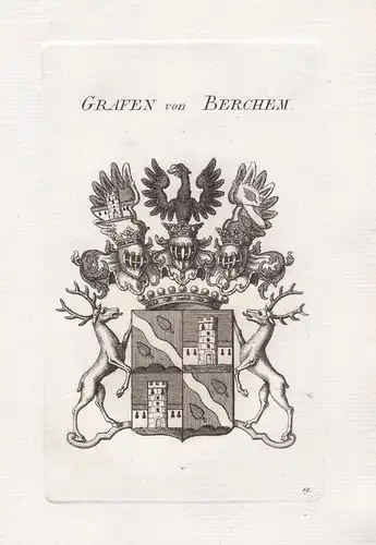 Grafen von Berchem -  Berchem Bayern Bavaria Deutschland Wappen coat of arms Kupferstich antique print