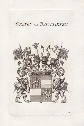 Grafen von Baumgarten -  Baumgarten Bayern Bavaria Deutschland Wappen coat of arms Kupferstich antique print