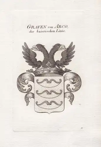 Grafen von Arco, der baierischen Linie -  Arco Bayern Bavaria Deutschland Wappen coat of arms Kupferstich anti