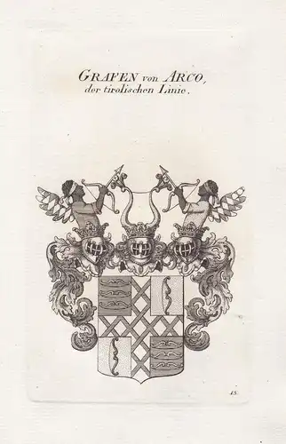 Grafen von Arco, der tirolischen Linie -  Arco Tirol Italien Italia Wappen coat of arms Kupferstich antique pr