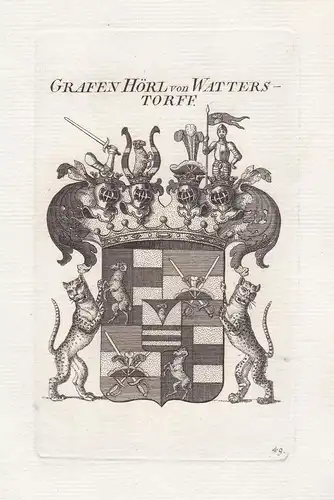 Grafen Hörl von Watterstorff - Hörl von Watterstorff Wappen coat of arms Genealogie Kupferstich copper engravi