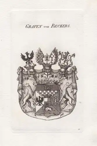 Grafen von Beckers - Beckers Österreich Austria Wappen coat of arms Kupferstich antique print