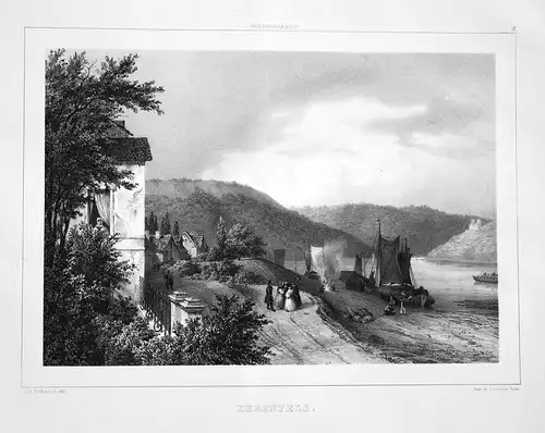 Ehrenfels - Burg Ehrenfels Ruine Hessen Rüdesheim am Rhein Lithographie lithograph Litho