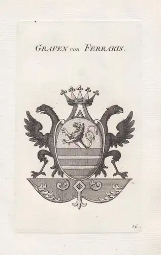 Grafen von Ferraris - Ferraris Wappen coat of arms Kupferstich copper engraving antique print