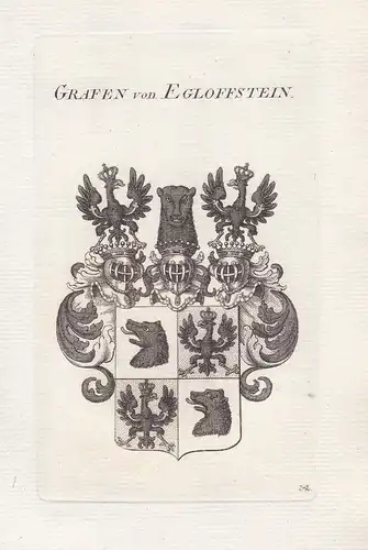 Grafen von Egloffstein - Oberfranken Wappen coat of arms Kupferstich copper engraving antique print