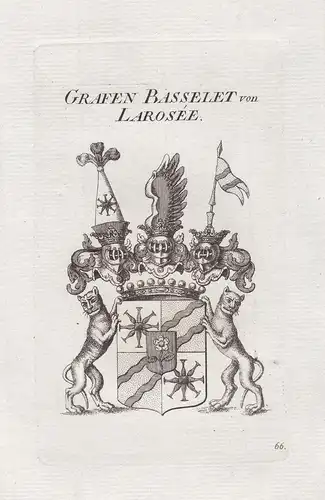 Grafen Basselet von Larosee - Basselet von La Rosee Bayern Bavaria Wappen coat of arms Genealogie Kupferstich