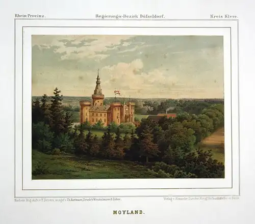 Moyland - Moyland Bedburg-Hau Nordrhein-Westfalen Ansicht view Lithographie lithograph Litho