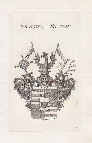 Grafen von Firmian - Firmian Österriech Austria Wappen coat of arms Kupferstich copper engraving antique print