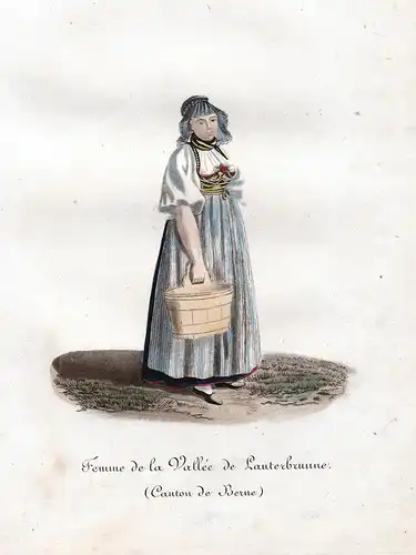 Femme de la Vallee de Lauterbrunne (Canton de Berne) - Trachten Costumes Lauterbrunnen Bern Schweiz Suisse Kup