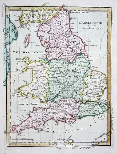 L'Angleterre - England Great Britain London Wales Karte map Kupferstich antique print