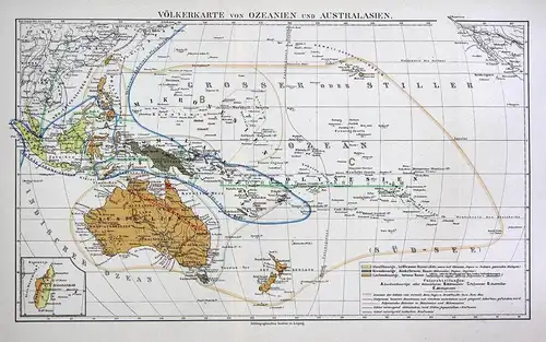 Völkerkarte von Ozeanien und Australasien - Völker people Ozeanien Oceania Australasien Australasia Asien Asia
