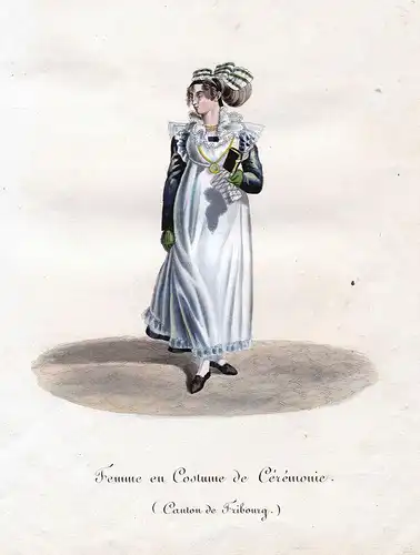 Femme en Costume de Ceremonie. (Canton de Fribourg) - Trachten Costumes Frau Zeremonie Freiburg im Üechtland S