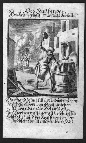 Der Faßbinder - Küfer cooper Fass barrel Beruf profession Weigel Kupferstich antique print