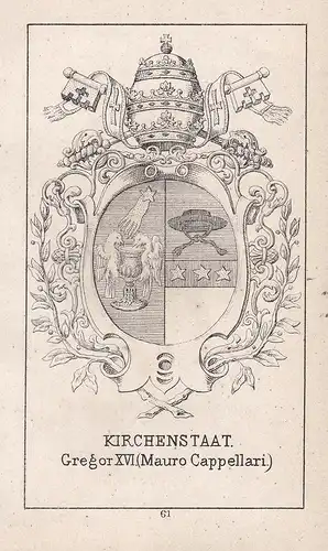 Kirchenstaat. Gregor XVI. (Mauro Cappellari) - Gregor XVI. Bartolomeo Alberto Cappellari Wappen heraldry Heral