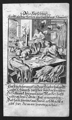 Der Kirschner - Kürschner furrier skinner Beruf profession Weigel Kupferstich antique print