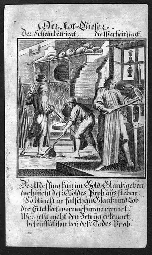 Der Rot-Gieser - Messing Gießerei brass casting Beruf profession Weigel Kupferstich antique print