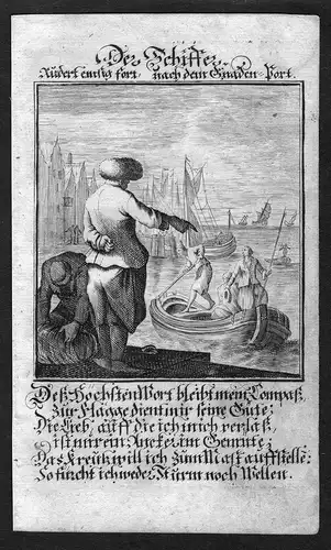 Der Schiffer - Schiffer Kapitän boatman captain Beruf profession Weigel Kupferstich antique print