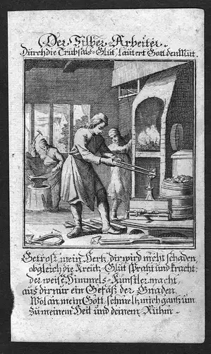 Der Silber-Arbeiter - Silberschmied silver smith Beruf profession Weigel Kupferstich antique print