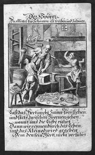 Der Sporer - Sporer Sporn spurrier spur maker Beruf profession Weigel Kupferstich antique print