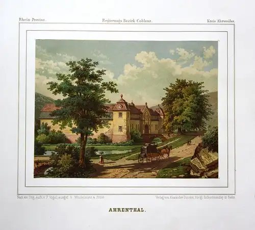 Ahrenthal - Schloss Ahrenthal Sinzig Franken Rheinland-Pfalz Harbachtal Ansicht view Lithographie lithograph L