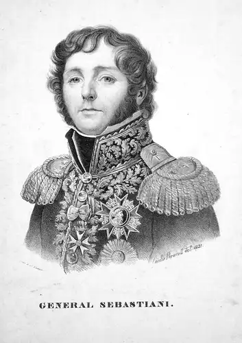 General Sebastiani - Horace-Francois Sebastiani gravure Portrait Stahlstich antique print