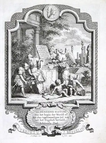 Algemeene Histori - Titelblatt Titel title page Phytagoras Kupferstich antique print