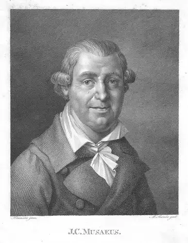 J.C. Musaeus - Johann Karl August Musäus Schriftsteller Jena Weimar Portrait Kupferstich antique print