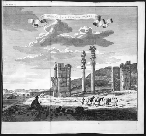 Puinhoopen van twee der Portalen - Ruine ruins Greece Griechenland Ansicht view Kupferstich antique print
