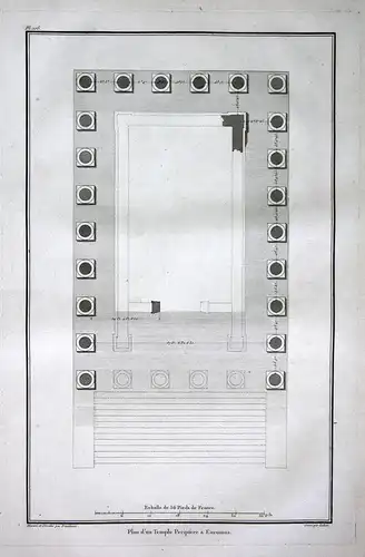 Plan d'un Temple Periptere a Euromus - Temple Euromus Zeustempel Plan Greece architecture Architektur engravin