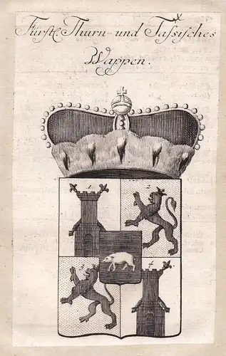 Fürstl. Thurn- und Taxsisches Wappen - Thurn und Taxis Regensburg Adel Wappen coat of arms Kupferstich antique
