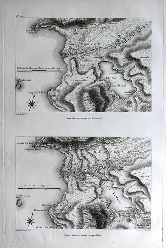 Carte des environs de Palatsha / Mileti vicinia variss temporibus - Balat Milet Bafa Gölü Turkey Karte map Kup
