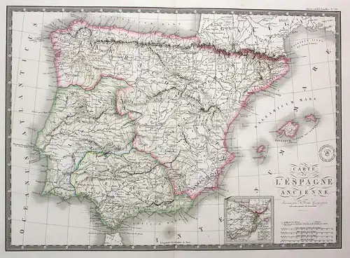 Carte de l'Espagne ancienne - Espana Spain Spanien Portugal Karte map Kupferstich antique print