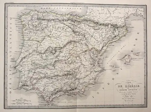 Carte de l'Iberie ou Espagne ancienne - Espana Spain Spanien Portugal Karte map Kupferstich antique print