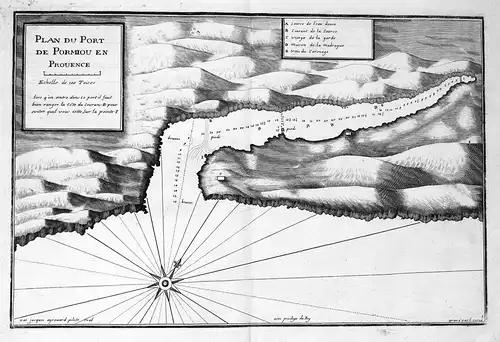 Plan du Port de Pormiou en Prouence - Calanque Port-Miou Cassis gravure carte Karte map Kupferstich antique pr