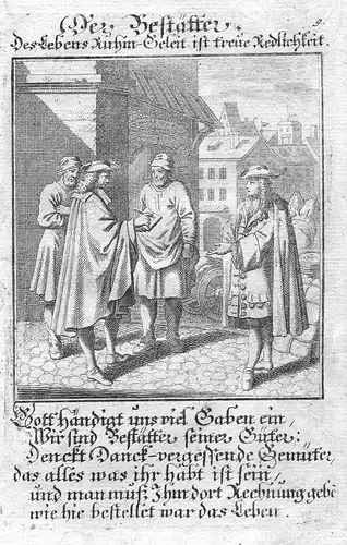 Der Bestatter - Bestatter undertaker mortician Beruf profession Weigel Kupferstich antique print