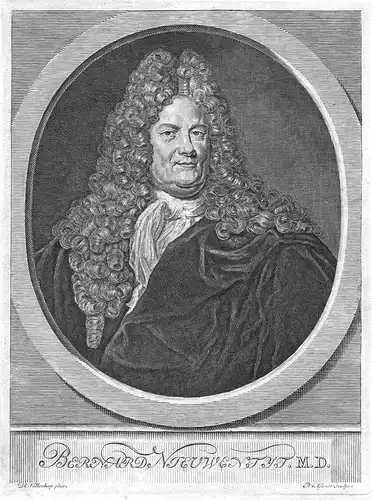 Bernard Nieuwentyt - Bernard Nieuwentijt mathematician Portrait Kupferstich antique print
