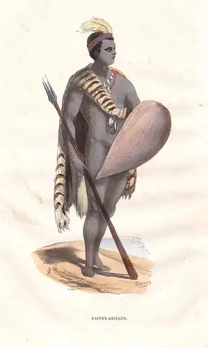 Kaffer-Krieger - Kaffer Krieger warrior Africa Afrika Asia Asien Tracht Trachten costumes Grafik
