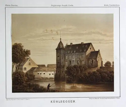 Kühlseggen - Burg Kühlseggen Weilerswist Ansicht view Lithographie lithograph Litho