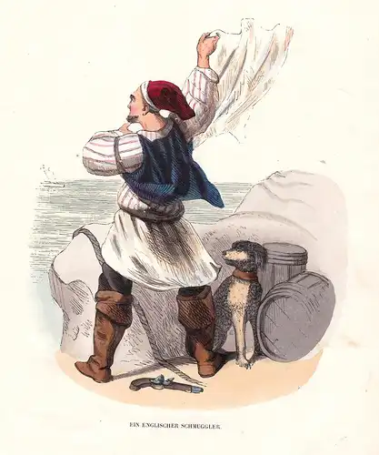 Ein englischer Schmuggler - smuggler Schmuggler England Great Britain Großbritannien Tracht costume Grafik