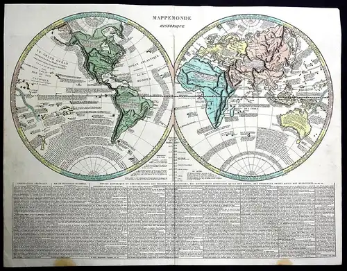 Mappemonde historique - Weltkarte world map Afrika Africa America Amerika Europe Europa Asien Asia Australien