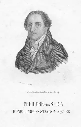 Freiherr von Stein - Heinrich Friedrich Karl vom und zum Stein Portrait Stahlstich antique print