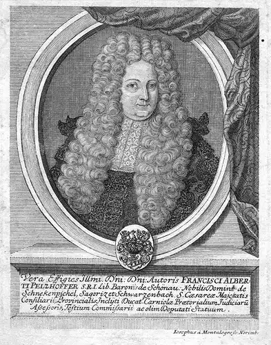 Francisci Alberti Pelzhoffer - Franz Albrecht Pelzhofer Schönau Portrait Kupferstich antique print