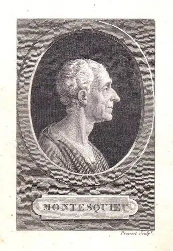 Montesquieu - Charles de Secondat Baron de Montesquieu ecrivain Portrait gravure Kupferstich antique print