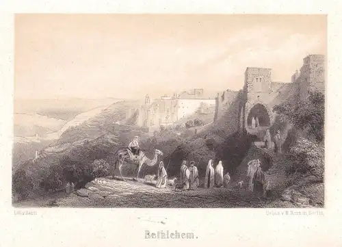 Bethlehem - Bethlehem Jerusalem Jordanien Ansicht view Lithographie lithograph Litho