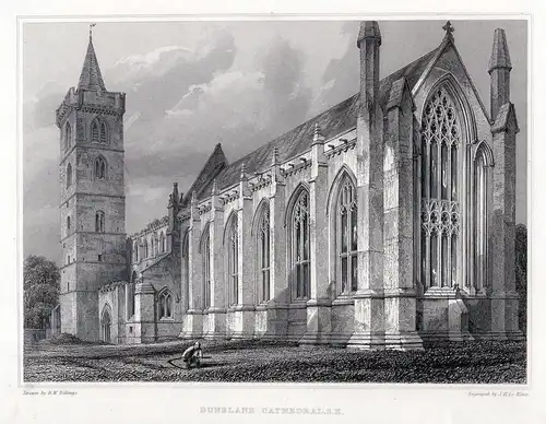 Dunblane Cathedral - Dunblane Cathedral Stirling Scotland Ansicht view Stahlstich antique print
