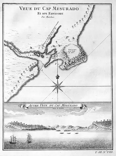 Veue du Cap Mesurado et ses Environs - Kap Mesurado Cape Liberia Karte map Kupferstich antique print