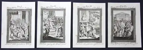 Vier original Kupferstiche aus dem 18 Jh. zum Buch Könige (Bibel)